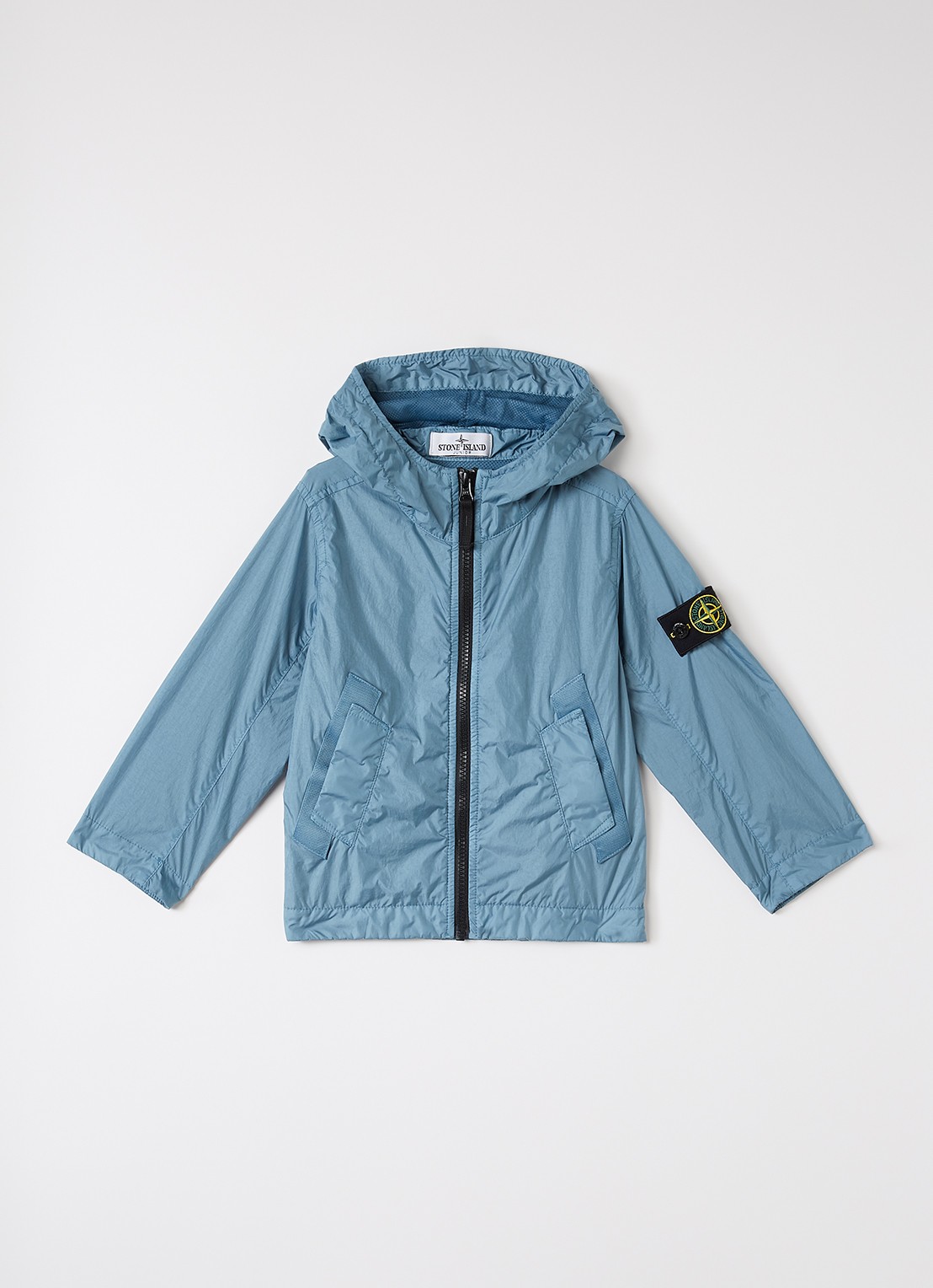 Stone Island 00003 windjack met logo - voorkant blauwgrijs