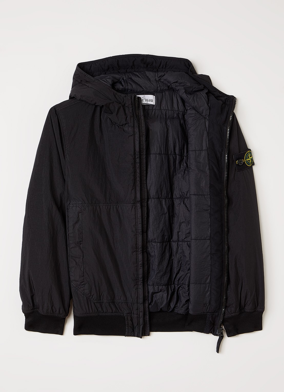 Stone Island 00003 windjack met logo - voorkant 2 zwart