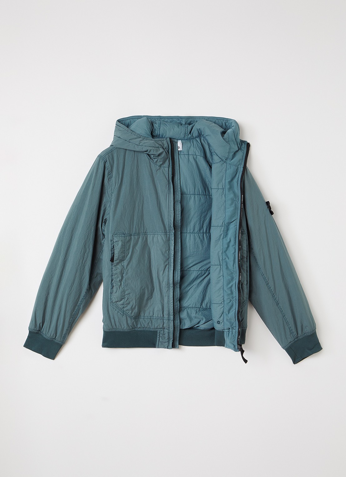 Stone Island 00003 windjack met logo - voorkant 2 zeegroen