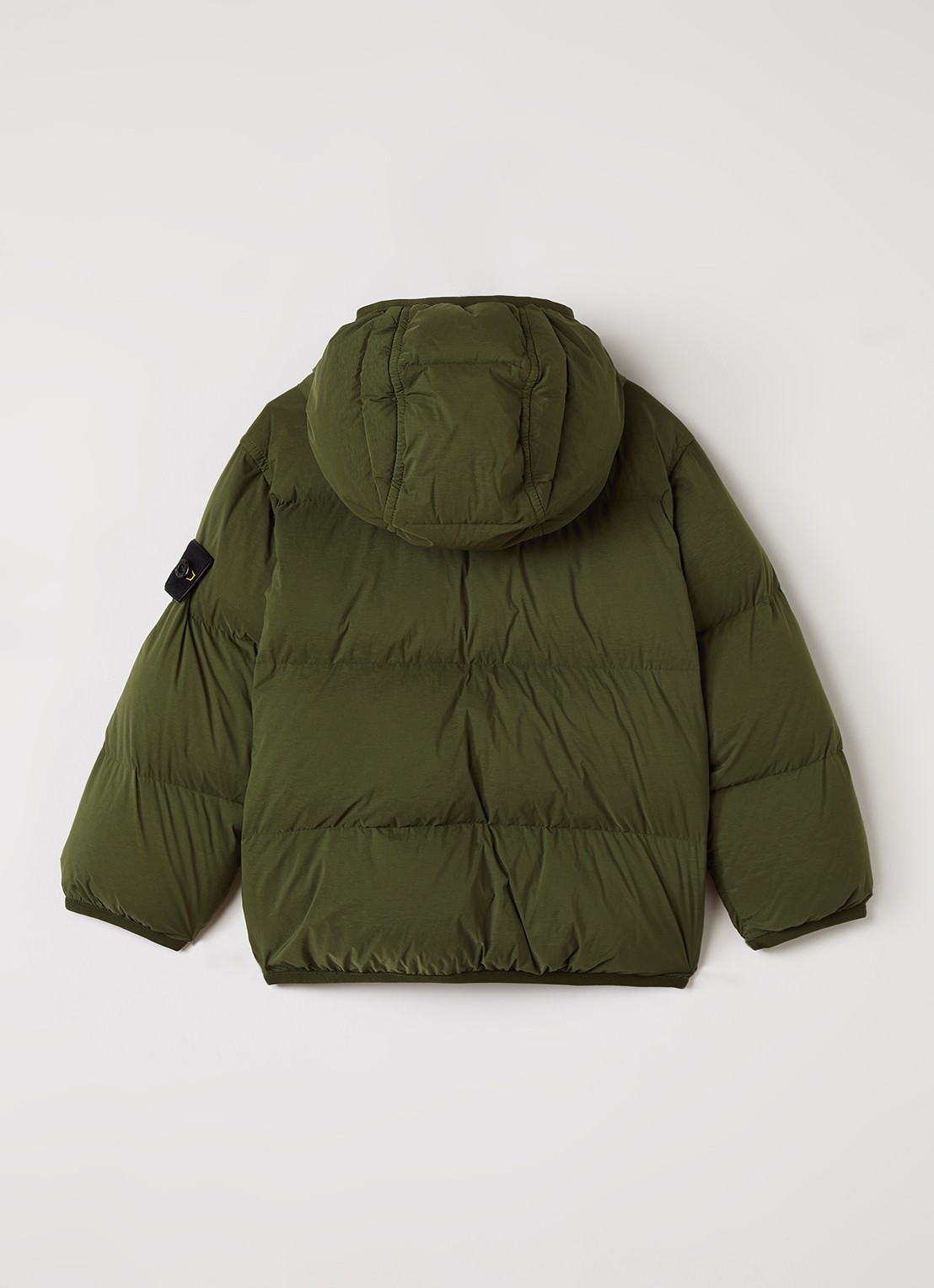Stone Island 00004 puffer jack met capuchon en ritszakken - achterkant legergroen