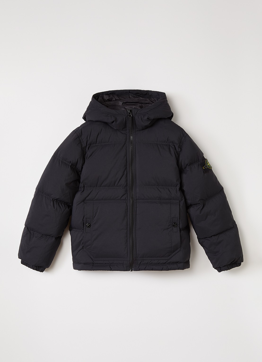 Stone Island 00005 puffer jack met logo - voorkant donkerblauw