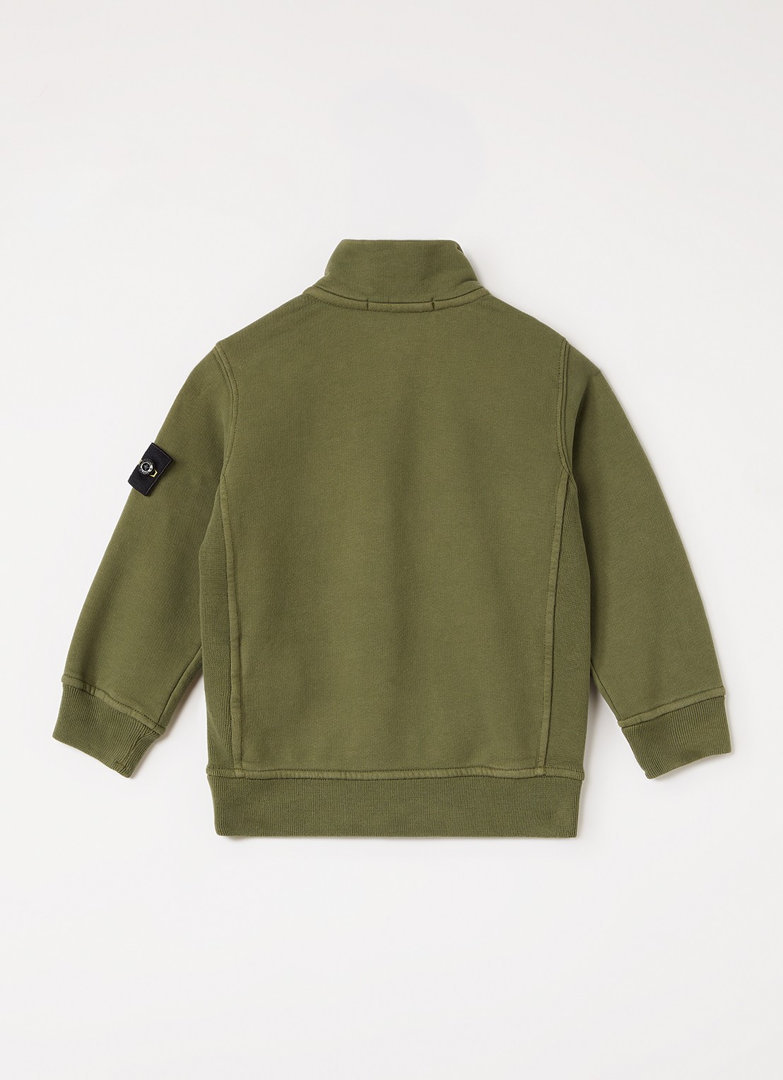 Stone Island 00005 sweater met logo en halve rits - voorkant 2 legergroen