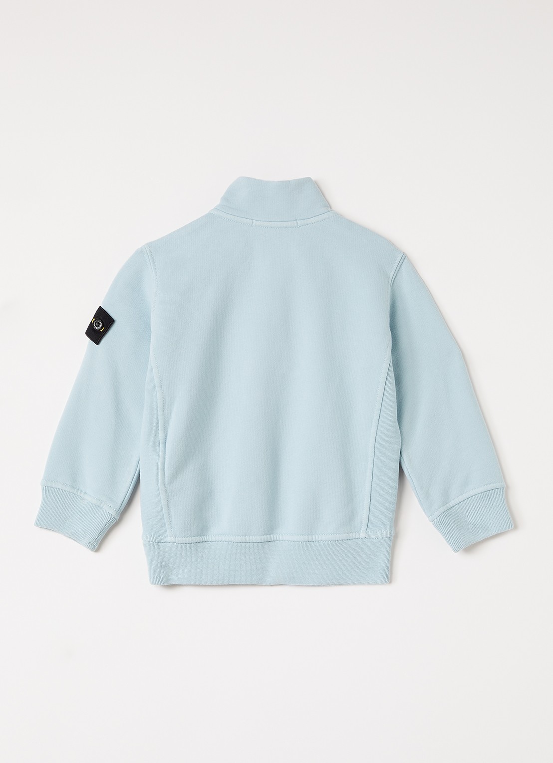 Stone Island 00005 sweater met logo en halve rits - voorkant 3 lichtblauw