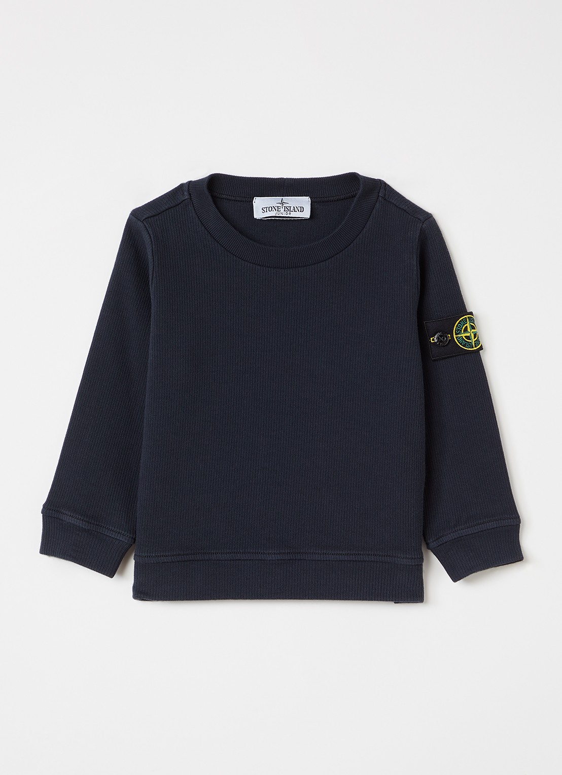 Stone Island 00006 sweater met ribstructuur - voorkant donkerblauw