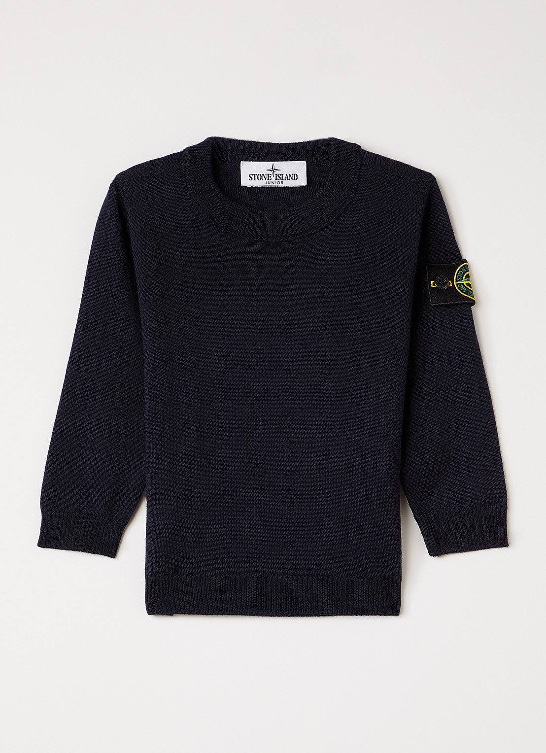 Stone Island 00009 fijngebreide pullover van scheerwol - voorkant donkerblauw