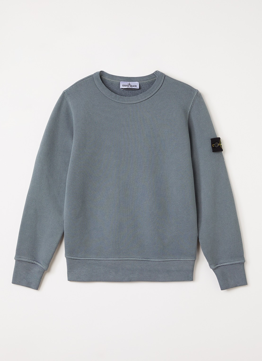 Stone Island 00009 sweater met logo - voorkant 2 staalblauw