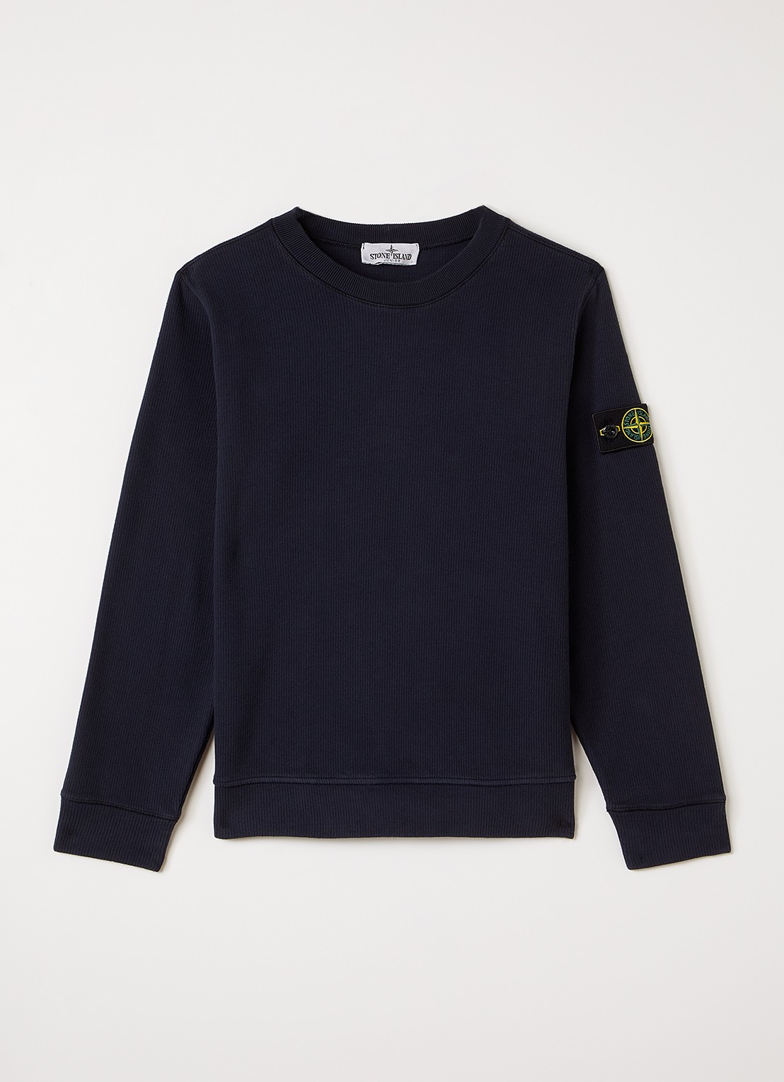 Stone Island 00010 sweater met logo - voorkant 2 donkerblauw
