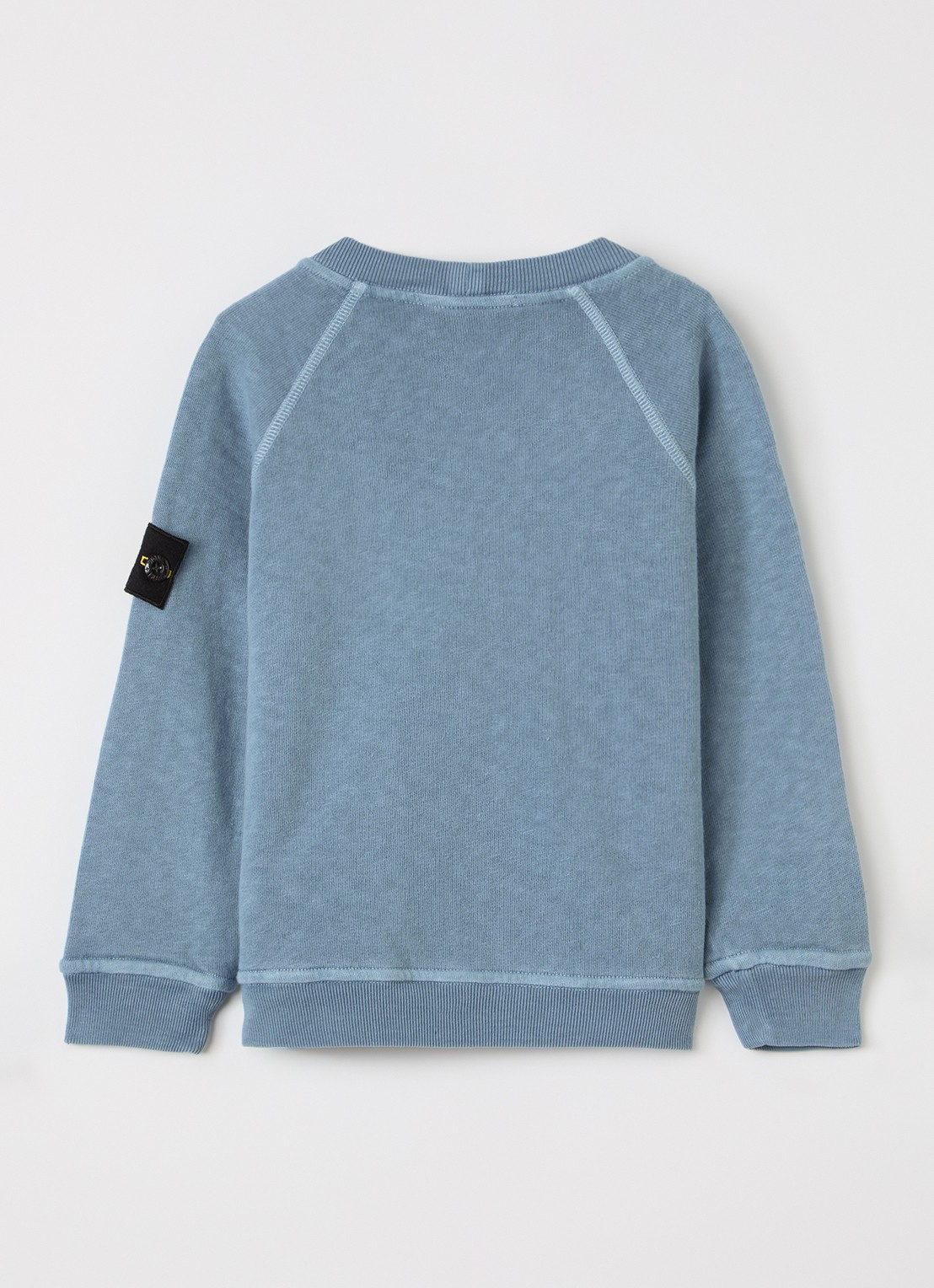 Stone Island 00012 sweater met logo - voorkant 2 staalblauw