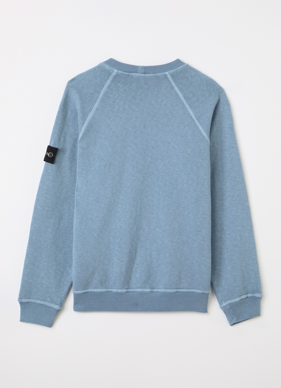 Stone Island 00012 sweater met logo - voorkant 2 staalblauw