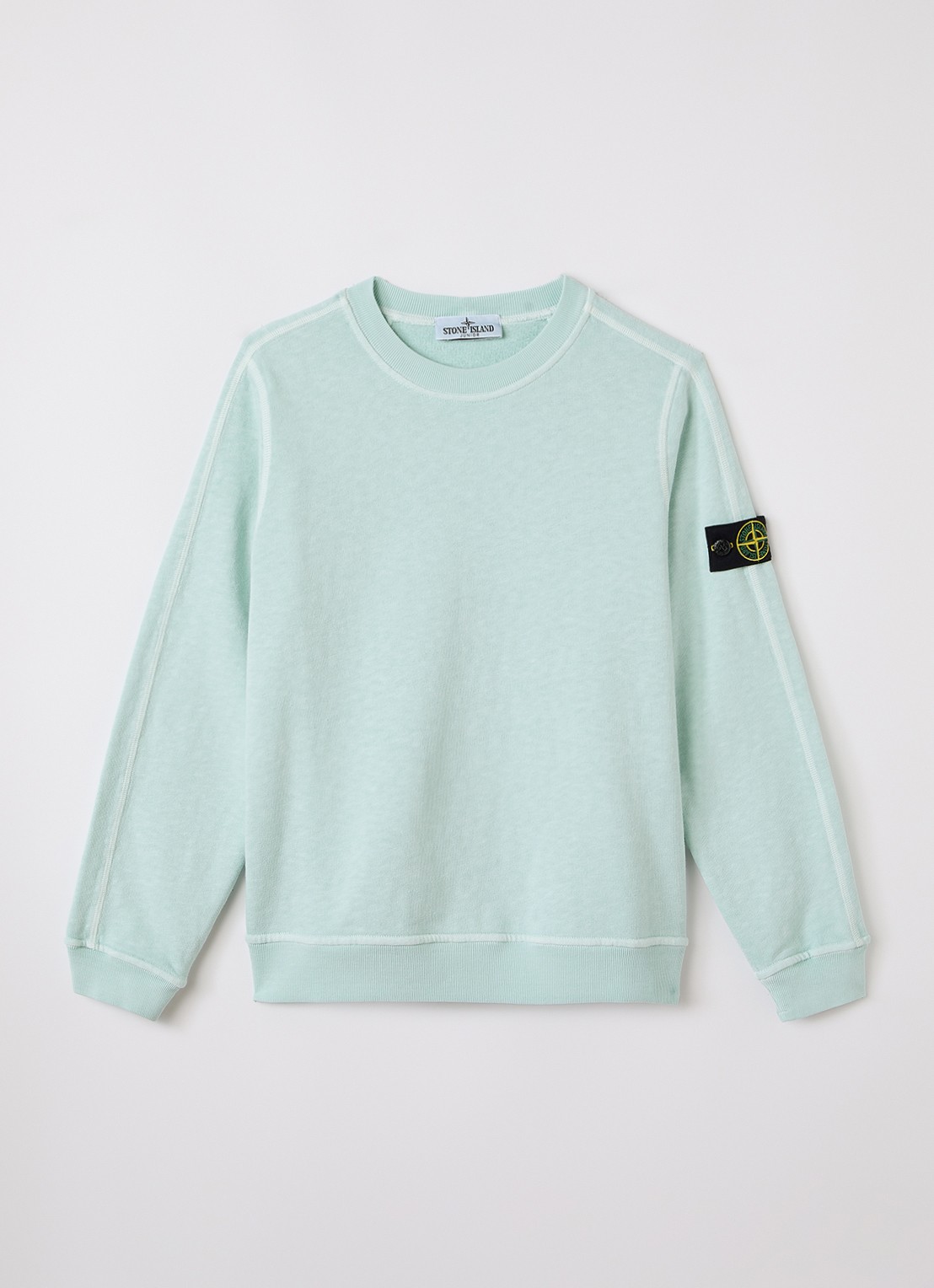 Stone Island 00012 sweater met logo - voorkant lichtblauw