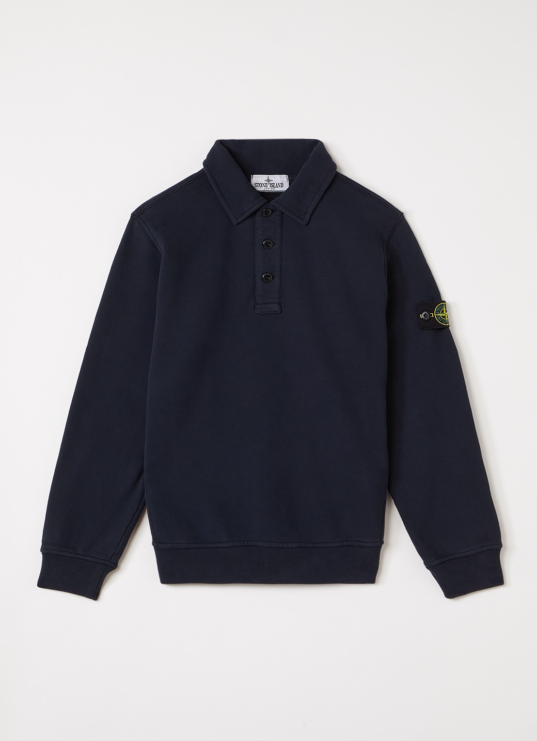 Stone Island 00012 sweater met logo - voorkant donkerblauw
