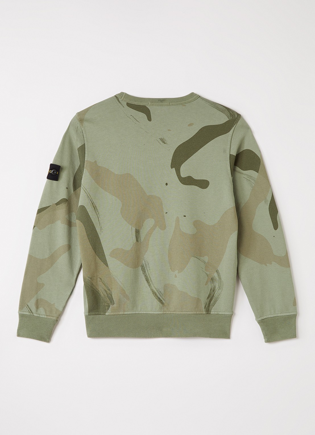 Stone Island 00013 sweater met camouflageprint - voorkant 2 lindegroen
