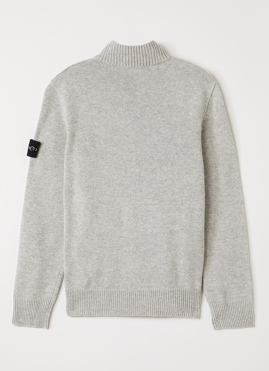 Stone Island 00014 fijngebreide trui in kasjmierblend met halve rits - voorkant 3 grijsmele