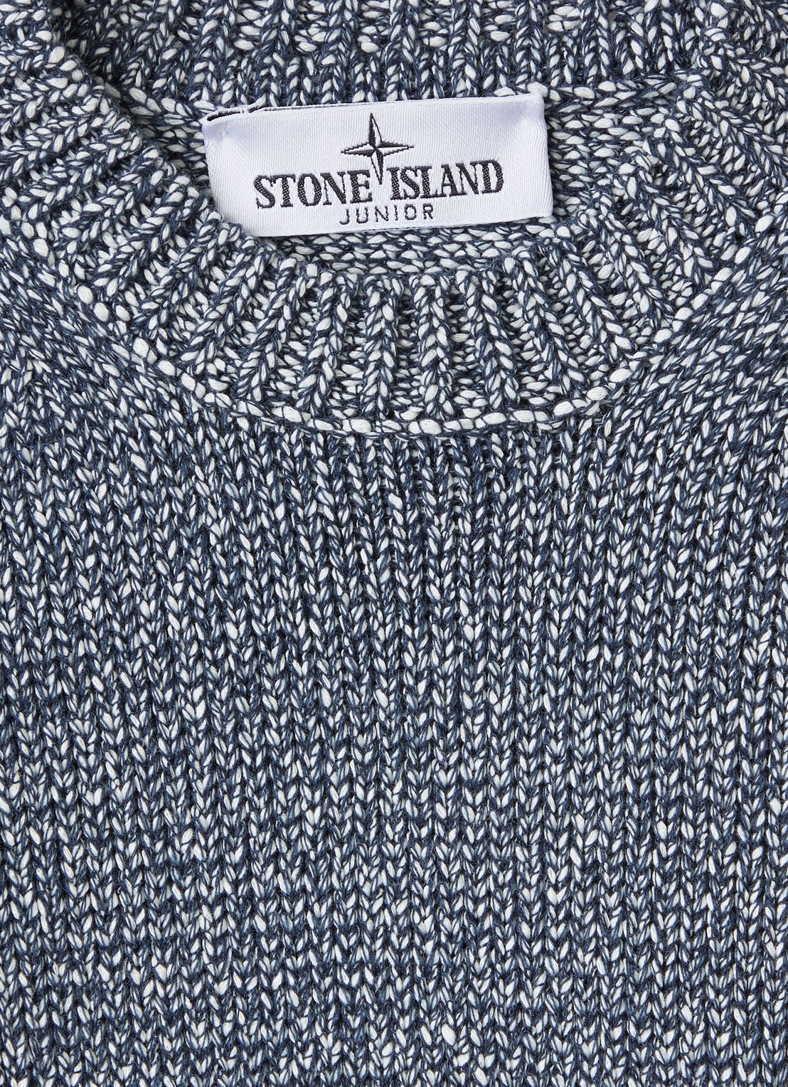 Stone Island 00014 grofgebreide trui met gemêleerd dessin - detail donkerblauw