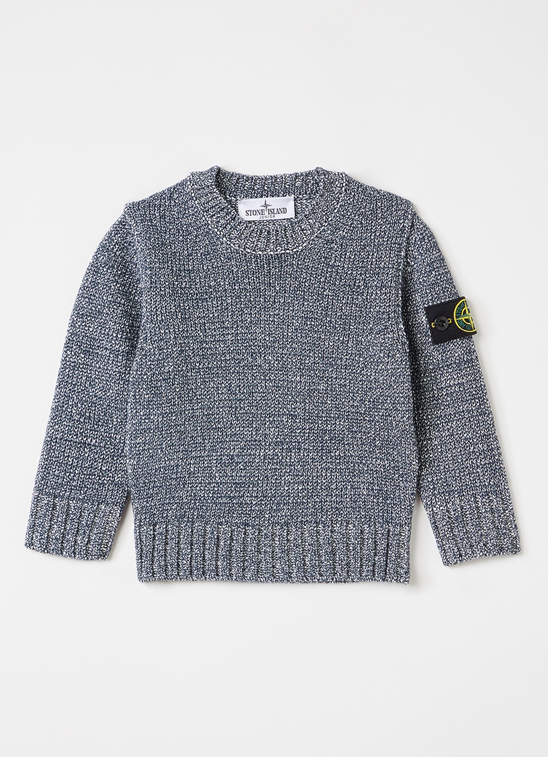 Stone Island 00014 grofgebreide trui met gemêleerd dessin - voorkant 2 donkerblauw