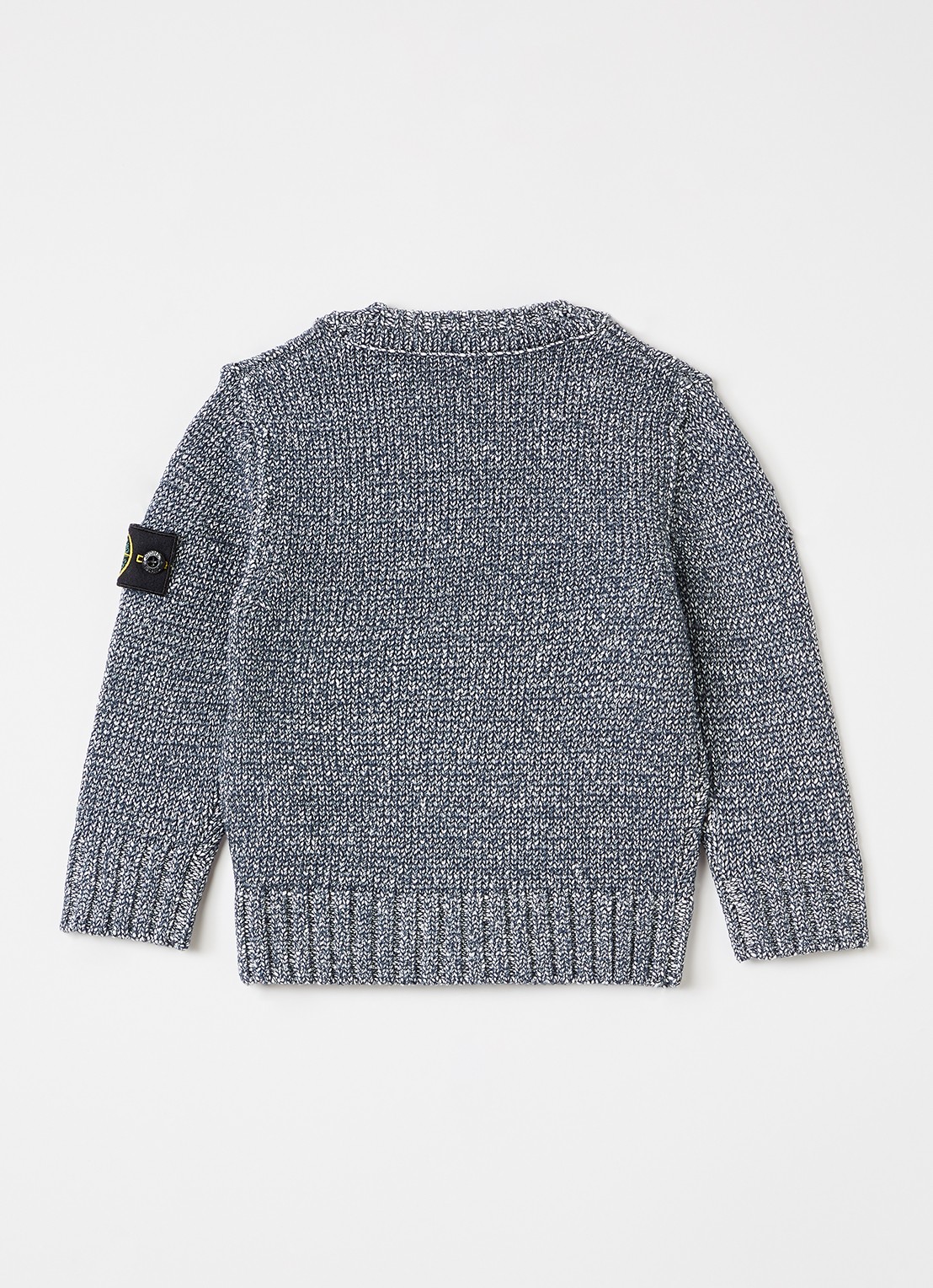 Stone Island 00014 grofgebreide trui met gemêleerd dessin - voorkant 3 donkerblauw