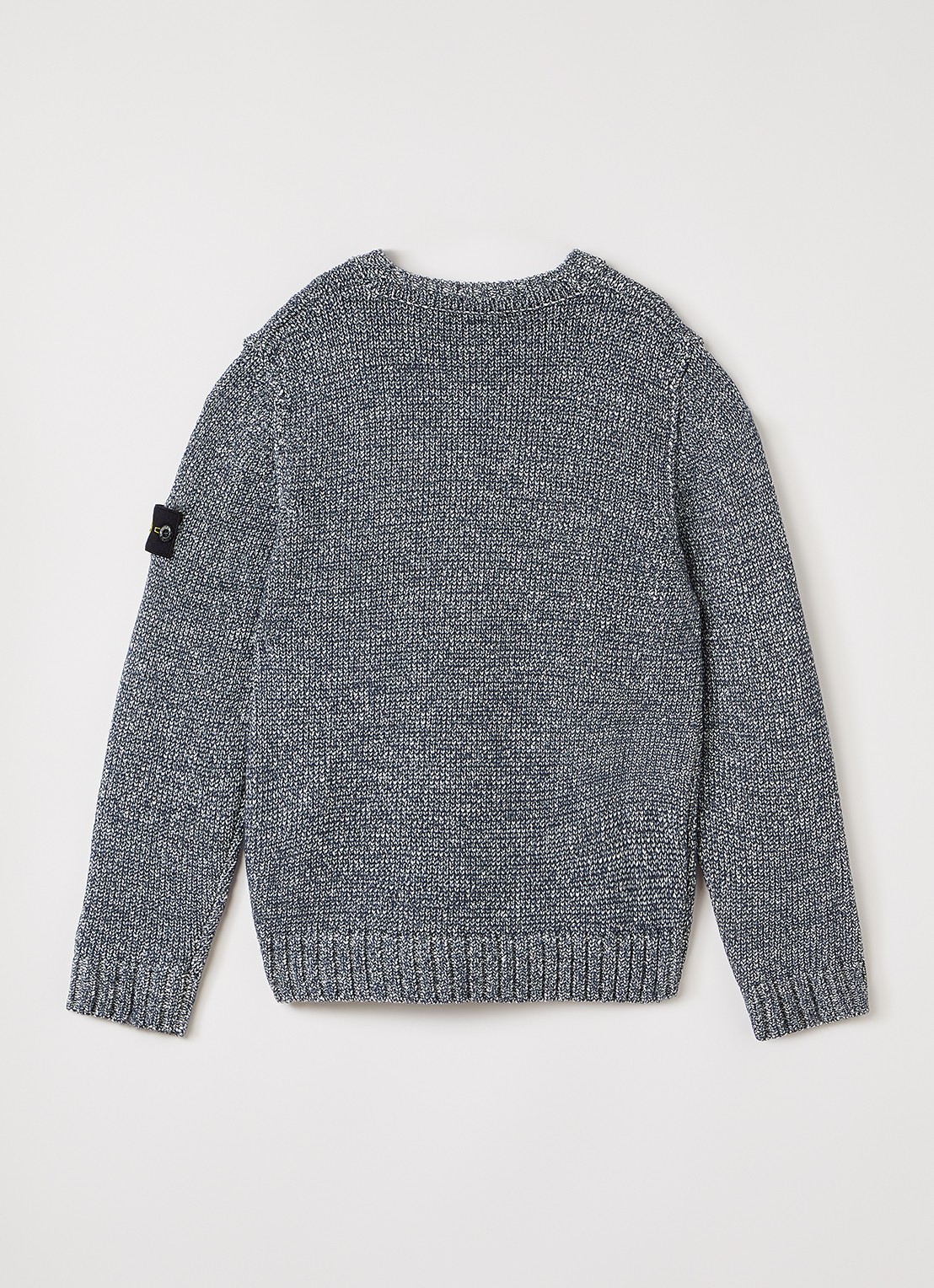 Stone Island 00014 grofgebreide trui met gemêleerd dessin - voorkant 3 donkerblauw