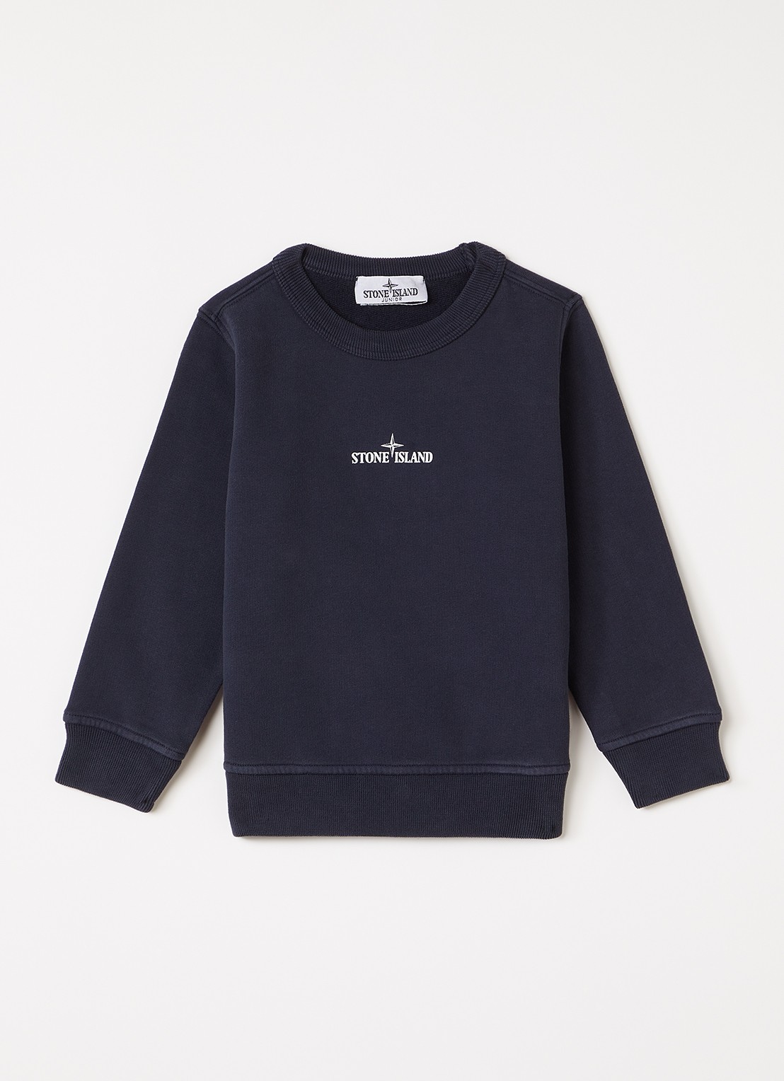 Stone Island 00014 sweater met logo- en backprint - voorkant 2 donkerblauw