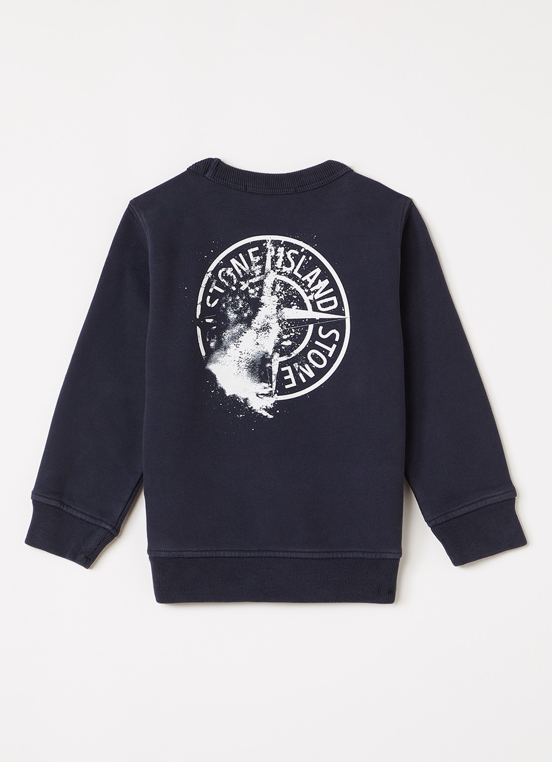 Stone Island 00014 sweater met logo- en backprint - voorkant 3 donkerblauw