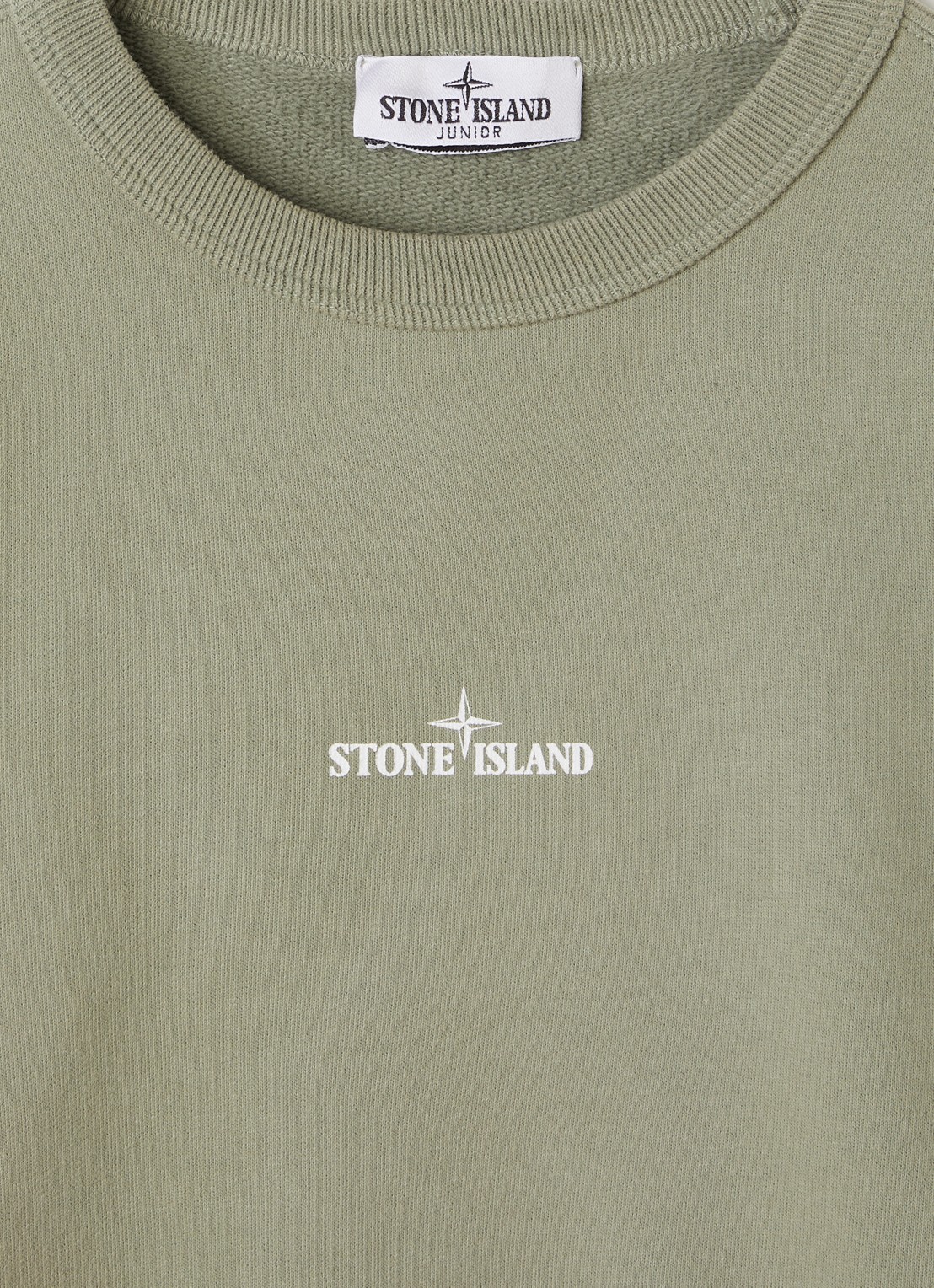 Stone Island 00014 sweater met logo- en backprint - detail olijfgroen