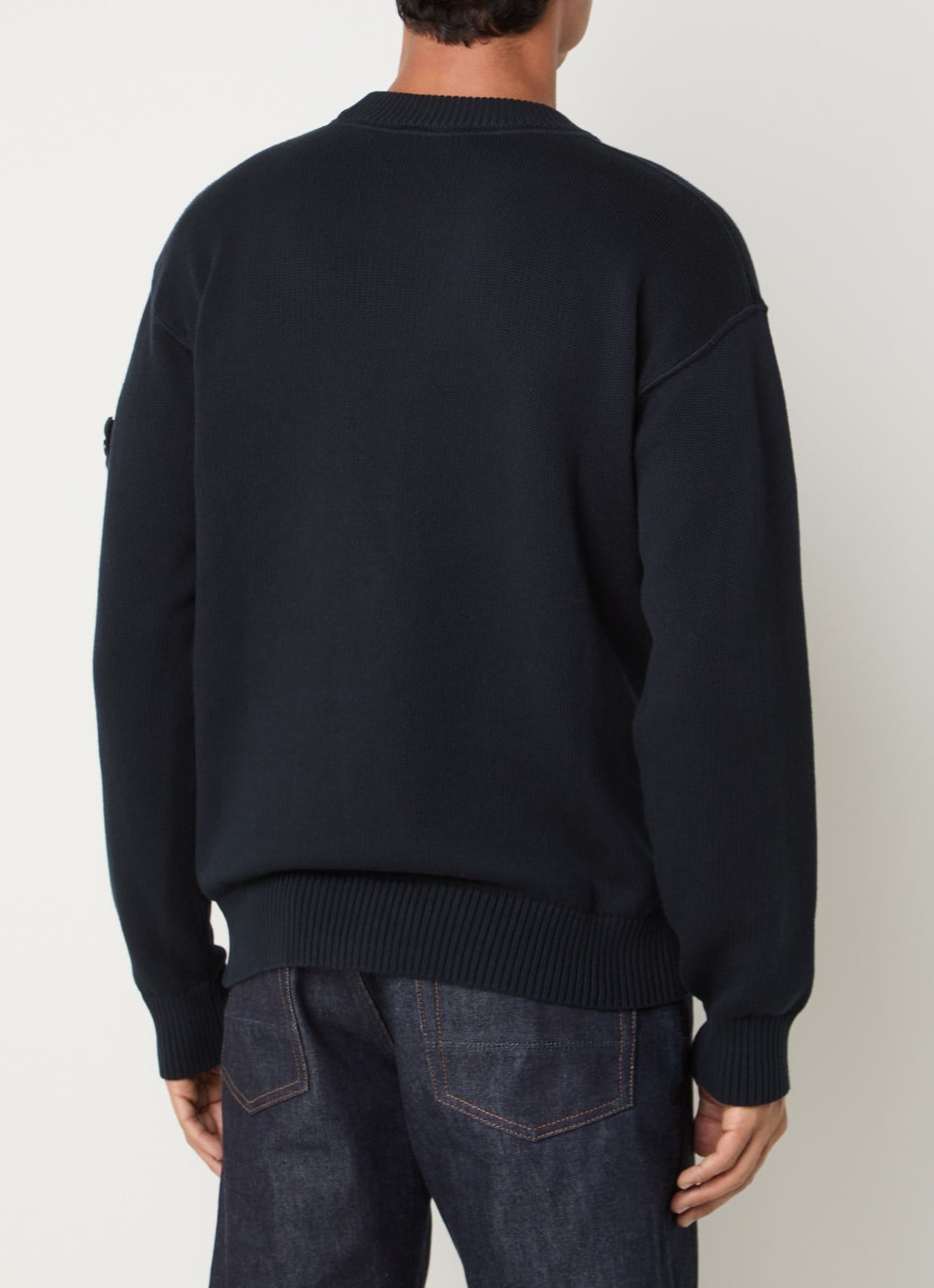 Stone Island 00063 fijngebreide trui in kasjmierblend met logo - achterkant 5 donkerblauw