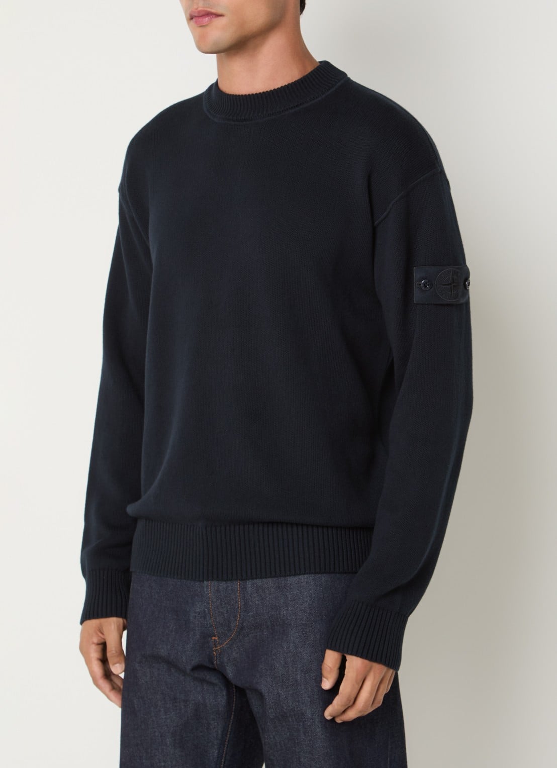 Stone Island 00063 fijngebreide trui in kasjmierblend met logo - detail 3 donkerblauw