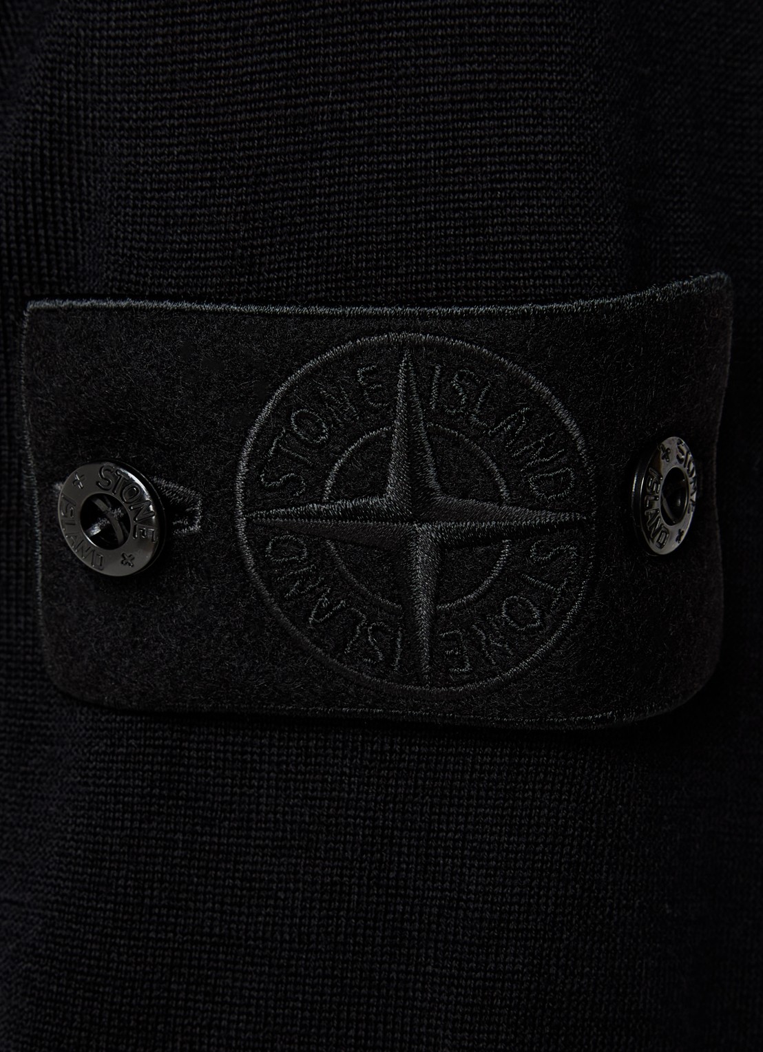 Stone Island 00066 fijngebreide pullover van scheerwol met col - detail 5 zwart
