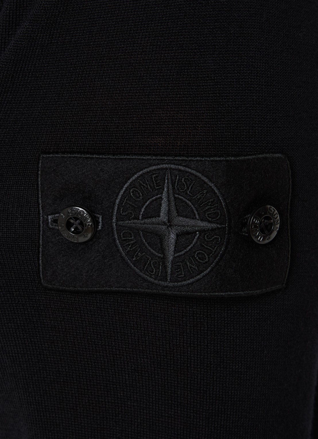 Stone Island 00074 fijngebreide pullover van scheerwol met logo - detail 3 zwart