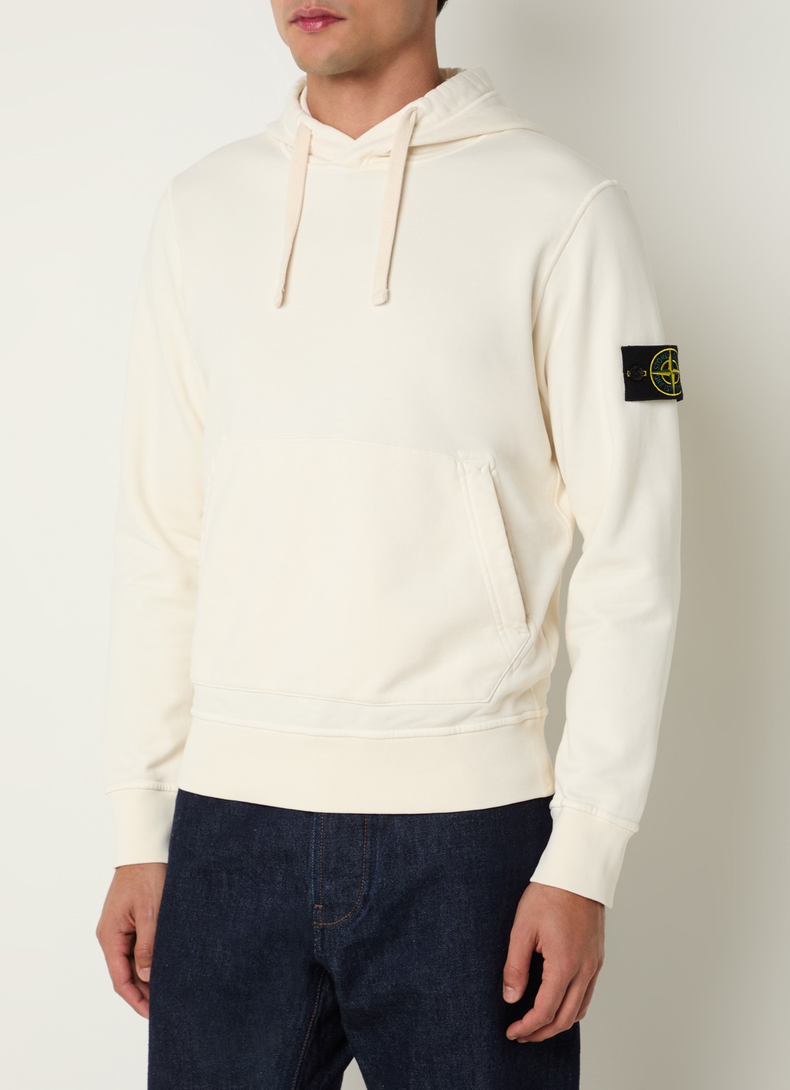 Stone Island 08514 Felpa sweatvest met logo - detail creme