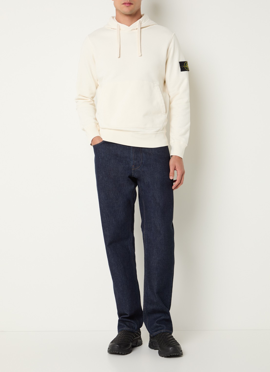 Stone Island 08514 Felpa sweatvest met logo - voorkant 5 creme