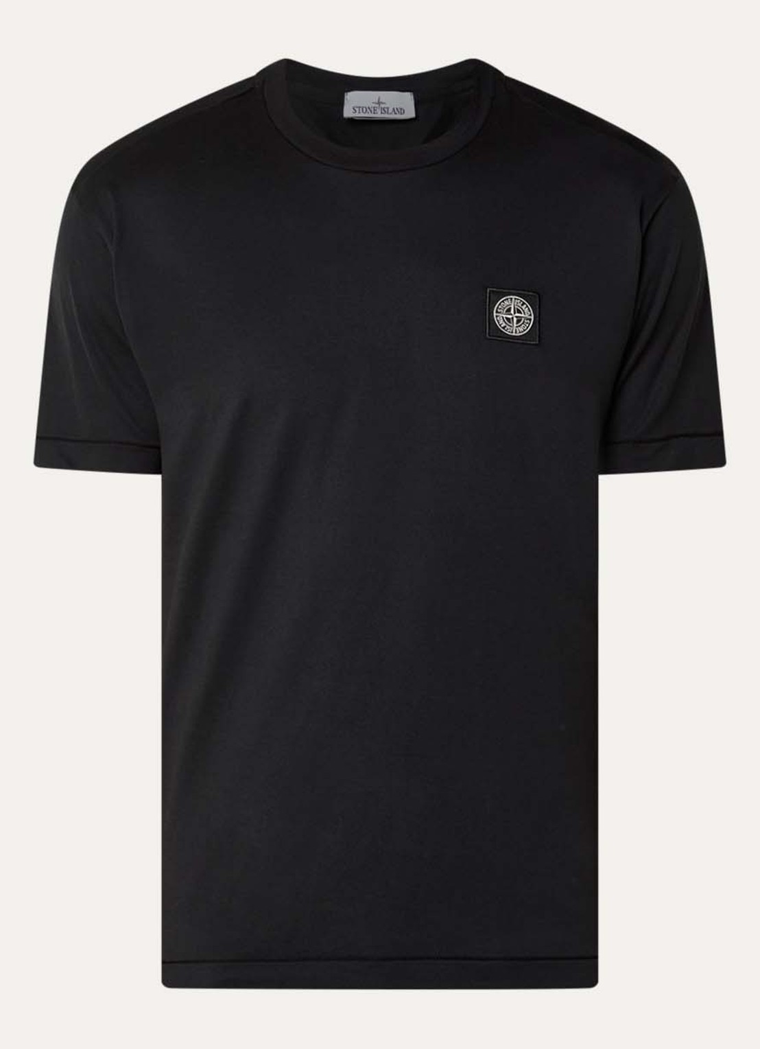 Stone Island 11002 T-shirt met logo - voorkant zwart