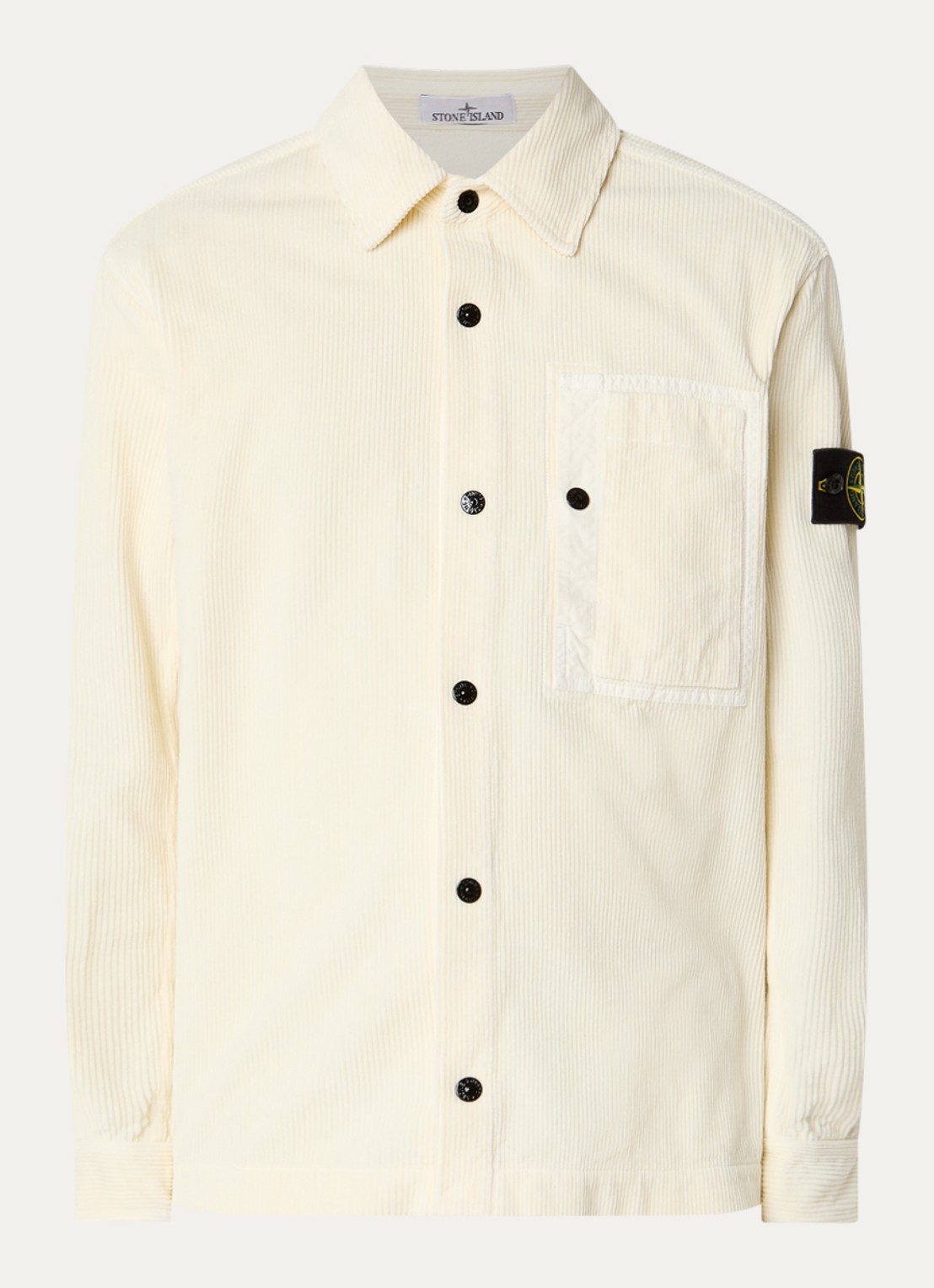Stone Island 1200016 Regular fit overshirt van corduroy met borstzak - voorkant 2 ivoor