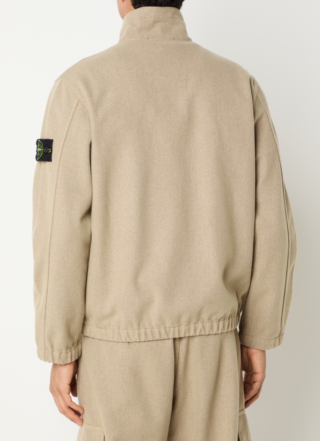 Stone Island 1200033 Overshirt in wolblend met borstzak - achterkant beige
