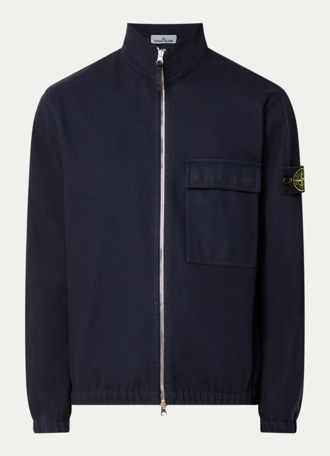 Stone Island 1200033 Overshirt in wolblend met borstzak - voorkant donkerblauw