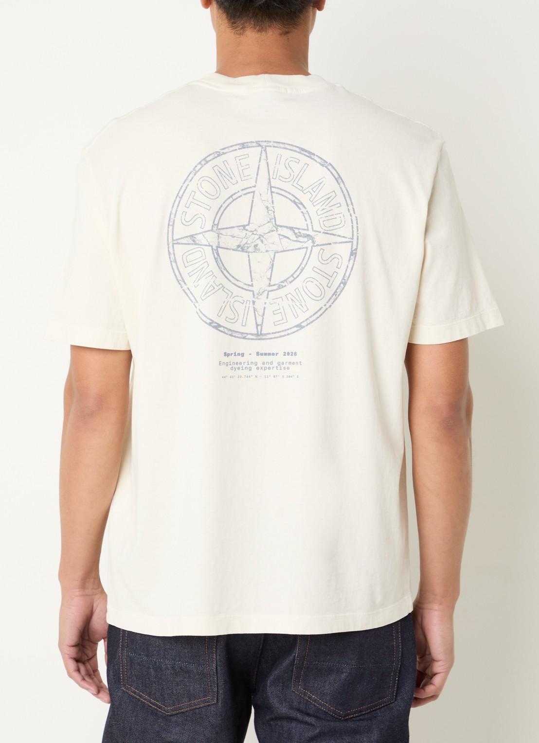 Stone Island 12002 T-shirt met logo- en backprint - detail 2 ivoor