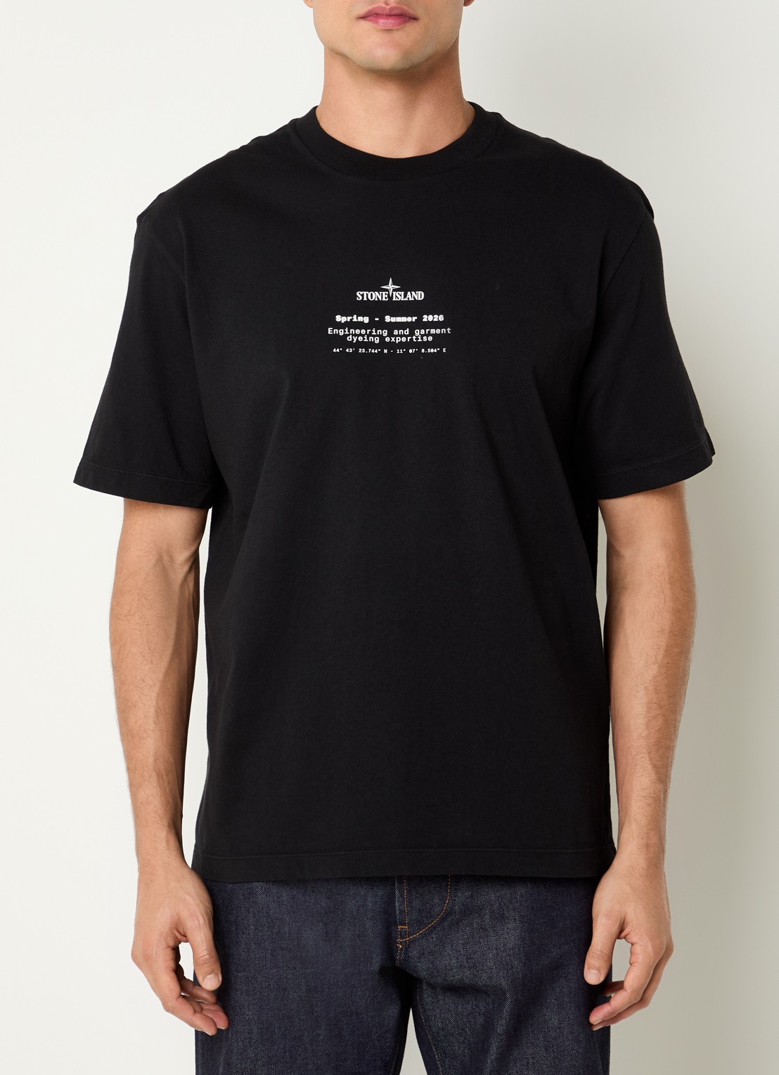 Stone Island 12002 T-shirt met logo- en backprint - achterkant 4 zwart
