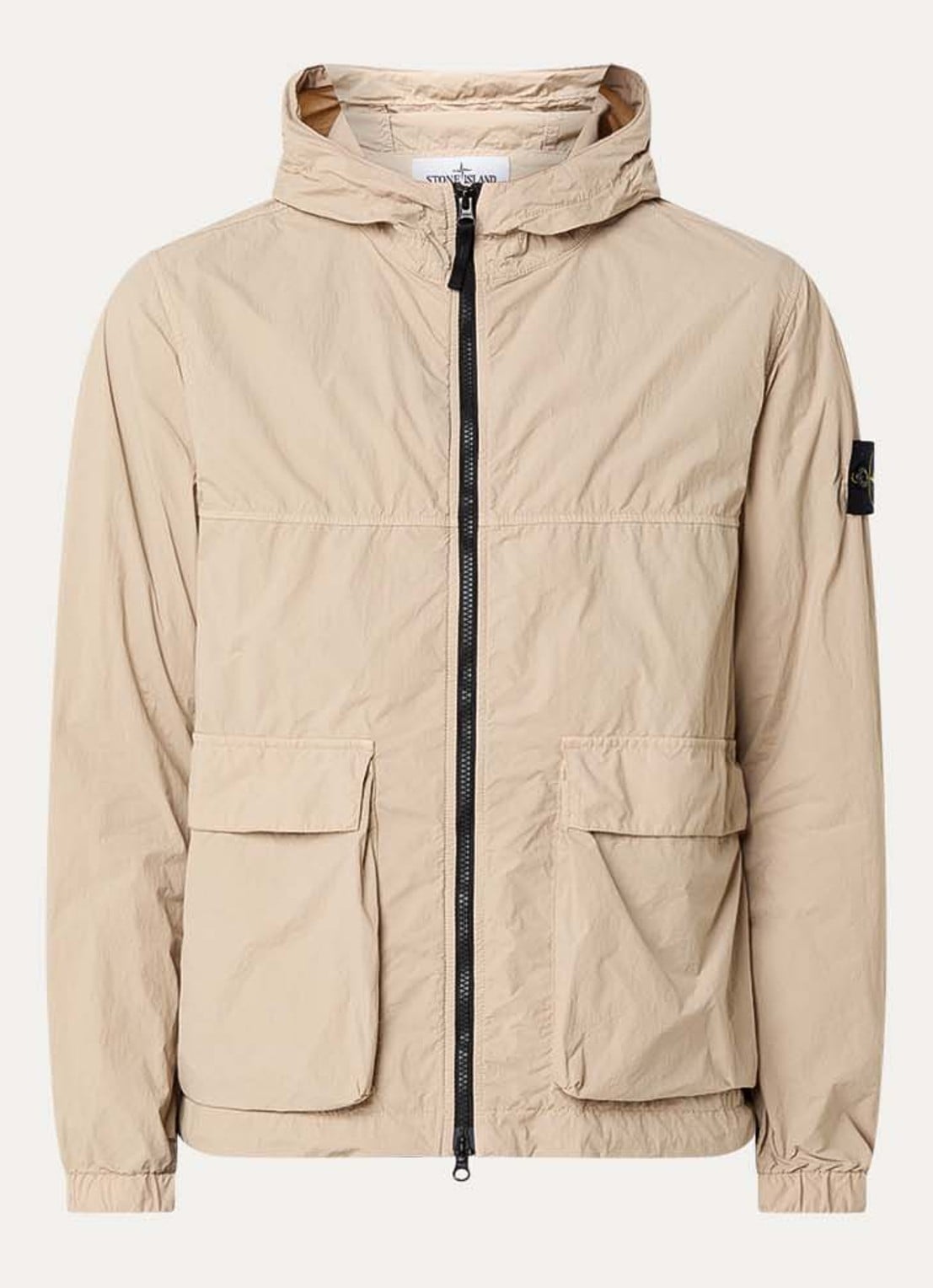 Stone Island 12572 regenjack met capuchon en klepzakken - voorkant 5 beige