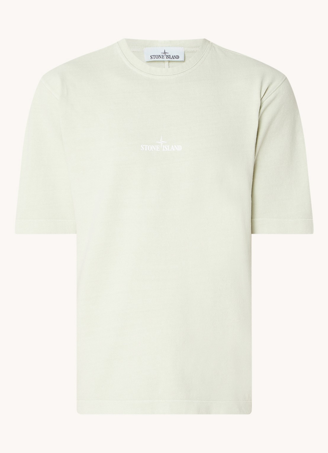 Stone Island 209T2 Closed fijngebreid T-shirt met logo - voorkant 3 lindegroen