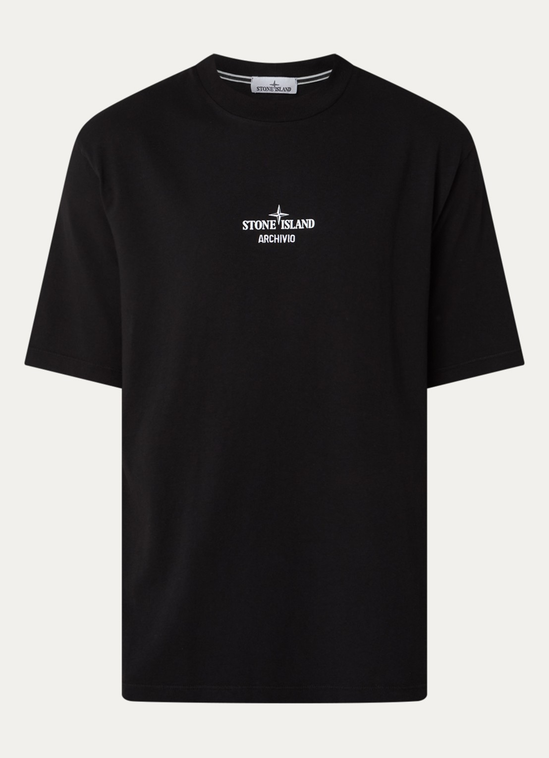Stone Island 2100033 T-shirt met logo- en backprint - voorkant 2 zwart