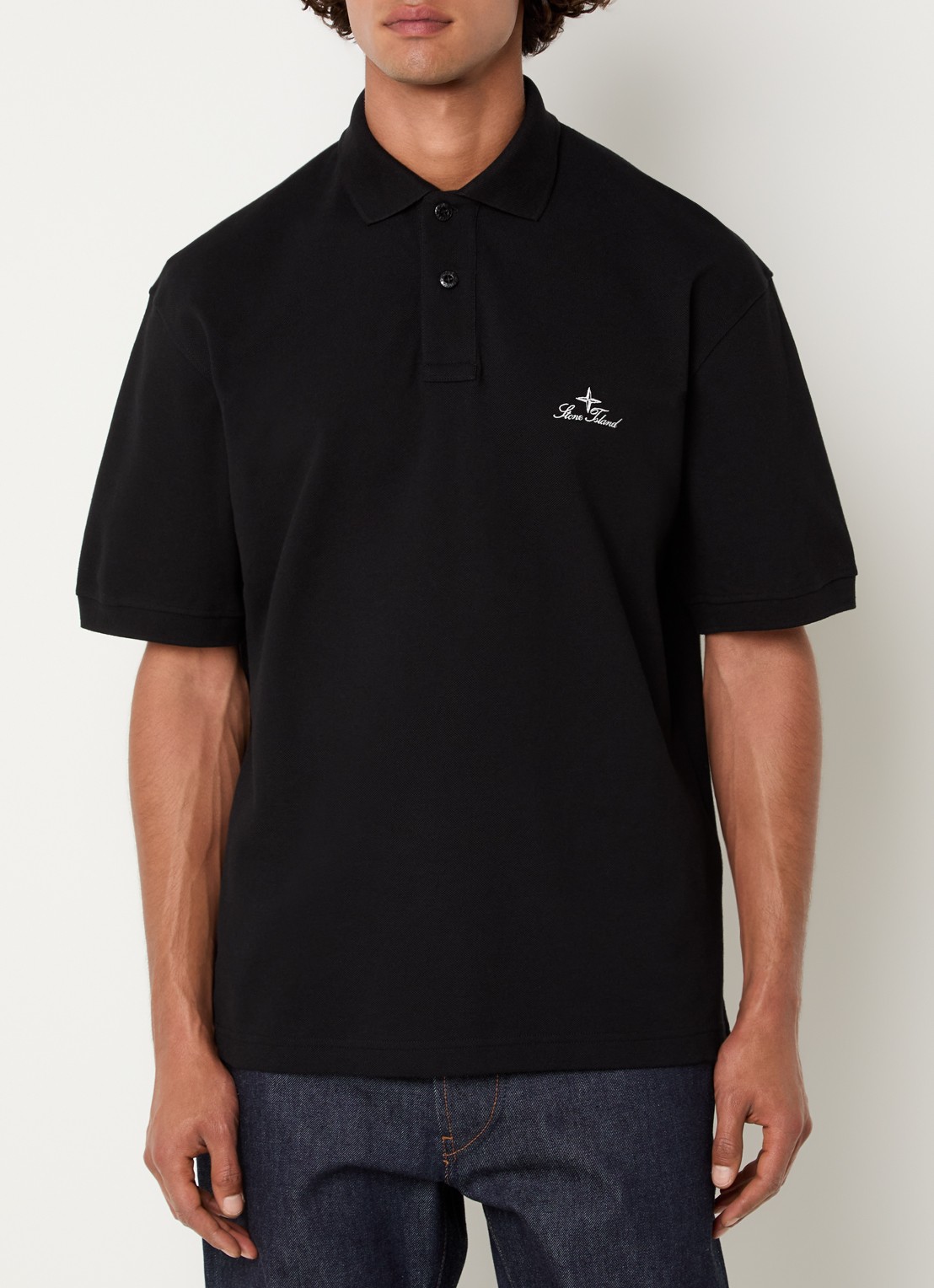 Stone Island 2200002 Regular fit polo met logoborduring - detail 3 zwart