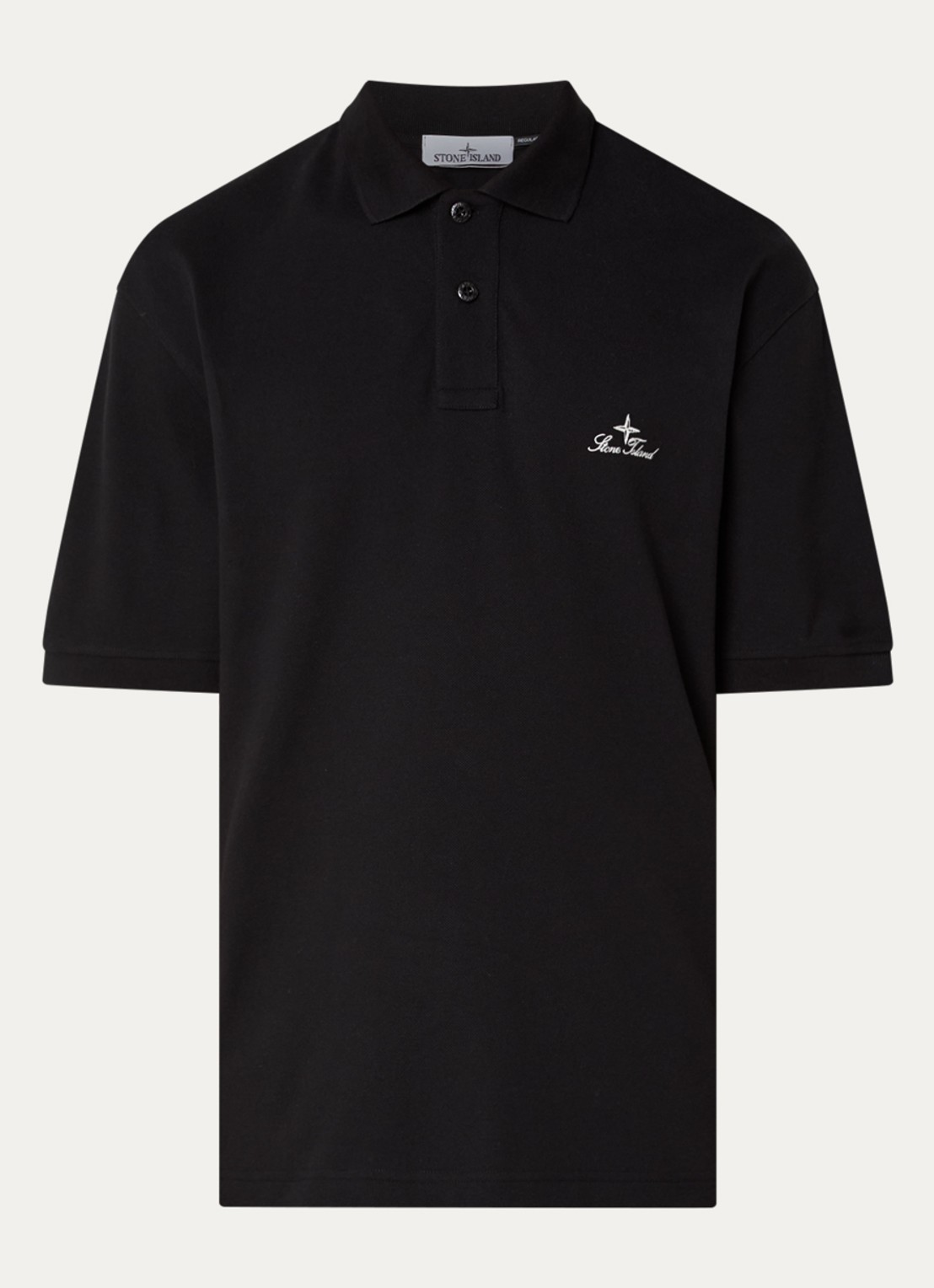 Stone Island 2200002 Regular fit polo met logoborduring - voorkant zwart