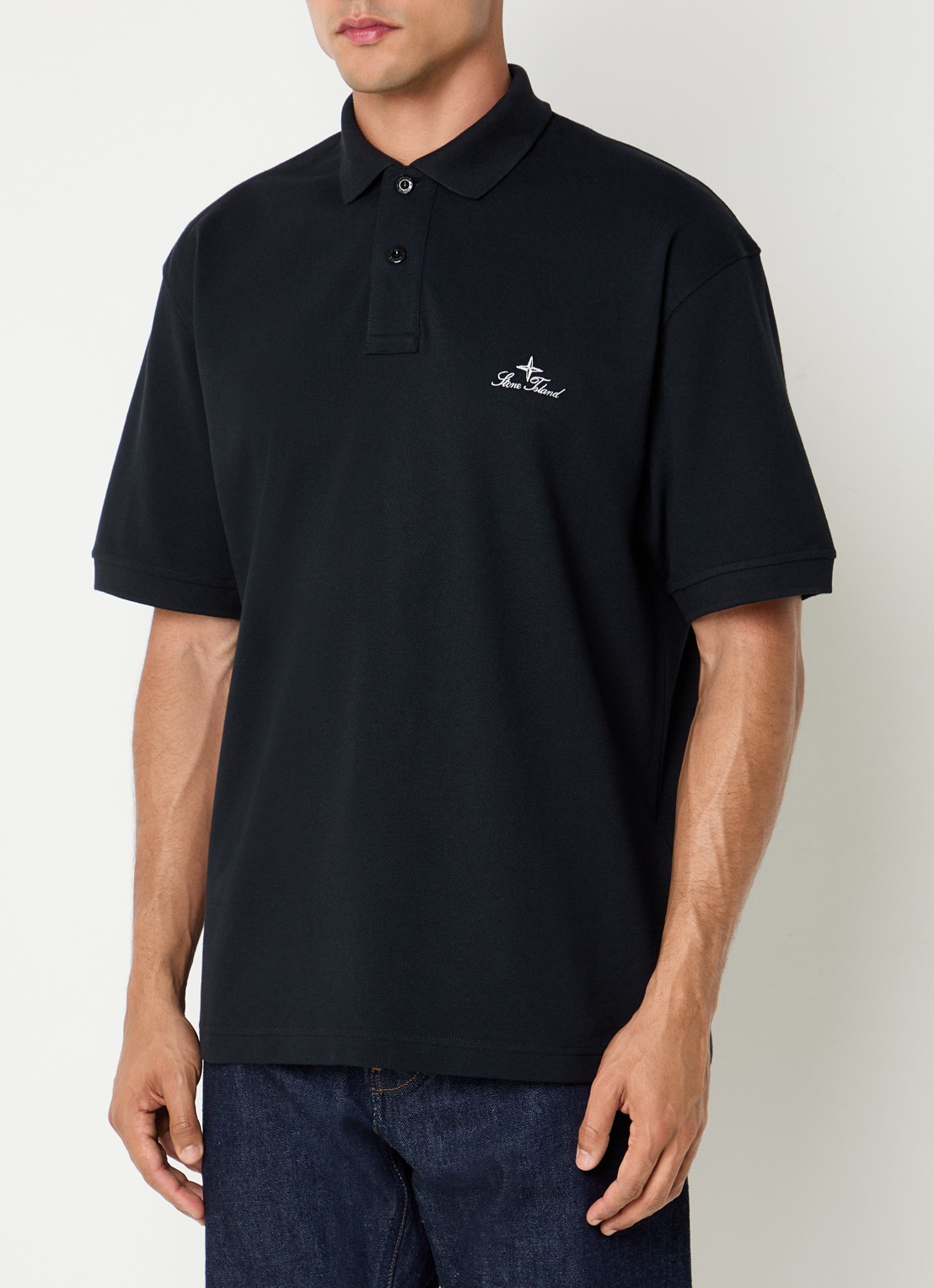 Stone Island 2200002 Regular fit polo met logoborduring - detail 4 donkerblauw