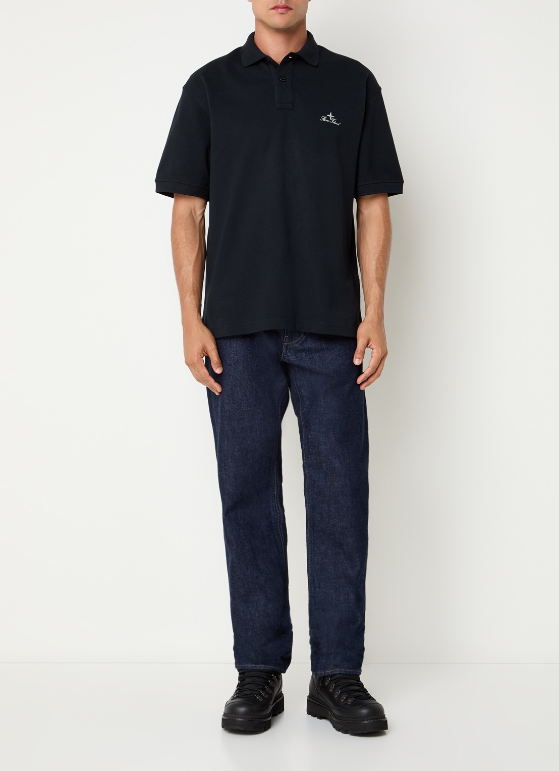 Stone Island 2200002 Regular fit polo met logoborduring - voorkant 3 donkerblauw