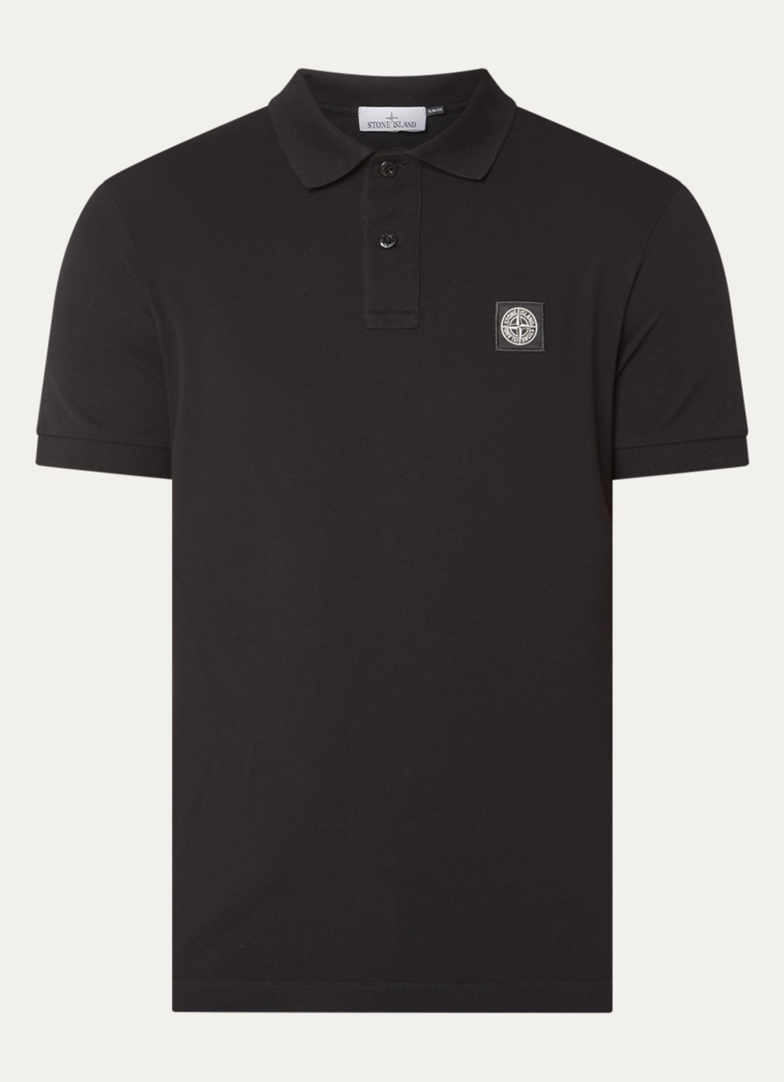 Stone Island 2200008 Slim fit polo van piqué katoen met logo - voorkant 4 zwart
