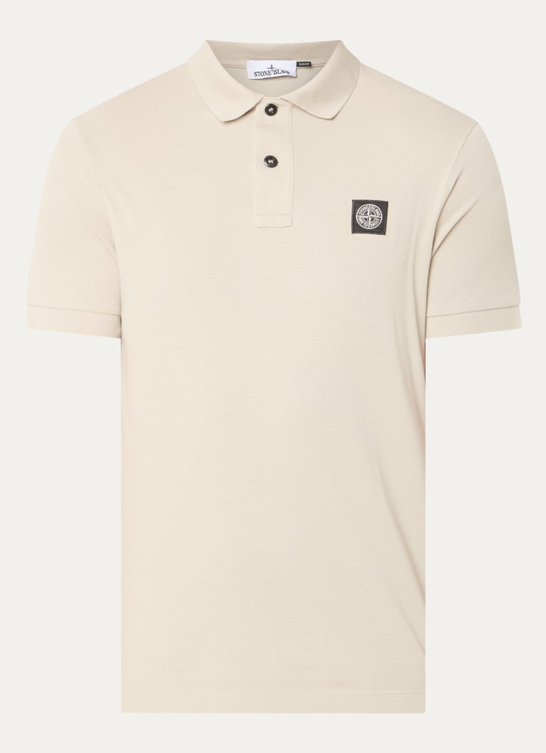 Stone Island 2200008 Slim fit polo van piqué katoen met logo - voorkant 4 creme