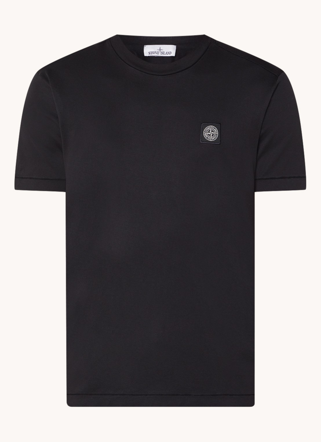 Stone Island 24113 T-shirt met logo - voorkant 2 zwart