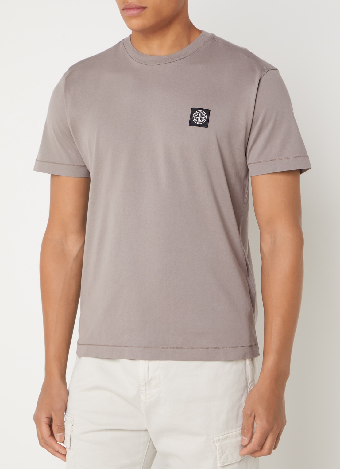 Stone Island 24113 T-shirt met logo - detail donkerbeige