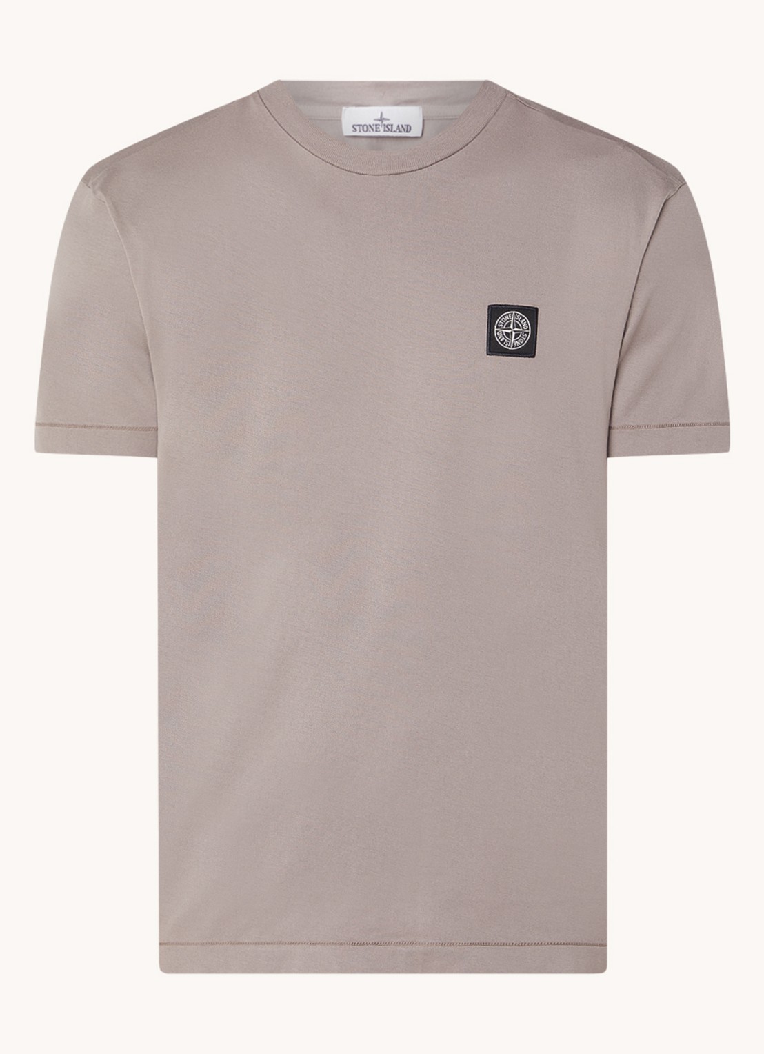 Stone Island 24113 T-shirt met logo - voorkant 3 donkerbeige
