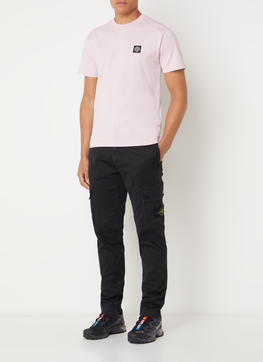 Stone Island 24113 T-shirt met logo - voorkant 5 oudroze