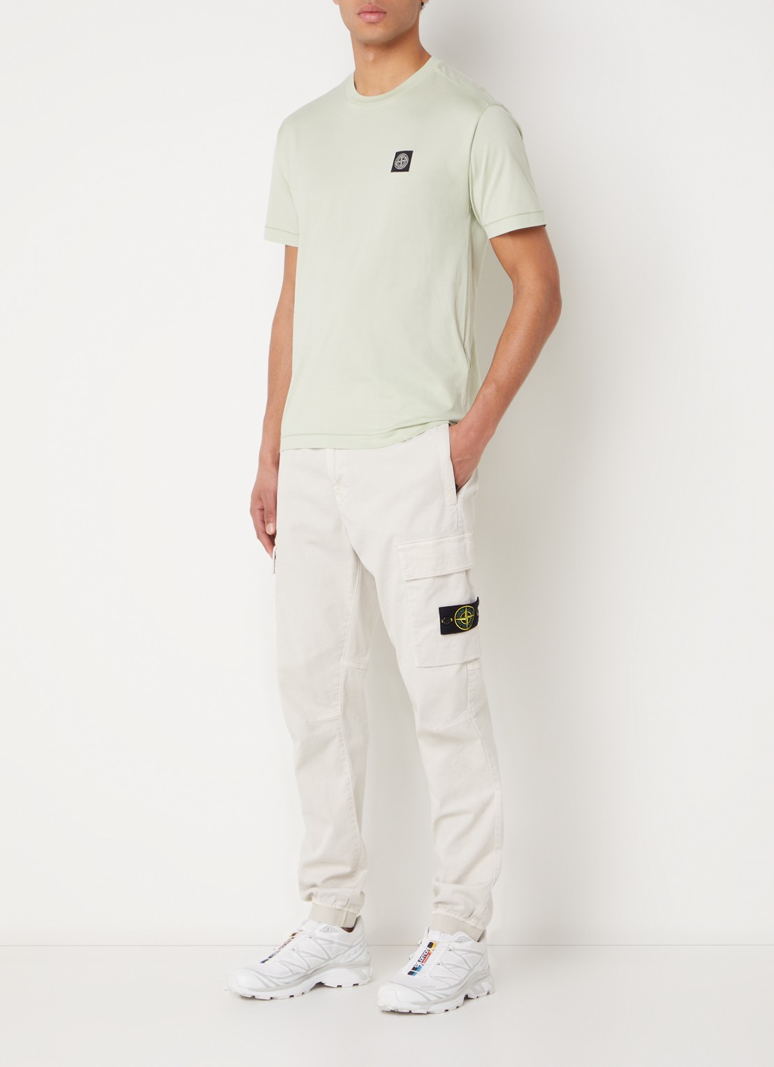 Stone Island 24113 T-shirt met logo - voorkant 5 lindegroen